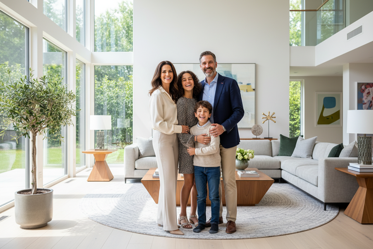 happy wealthy family